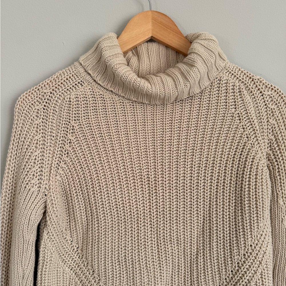 525 America 100% Cotton Beige Turtleneck Sweater - Picture 3 of 10